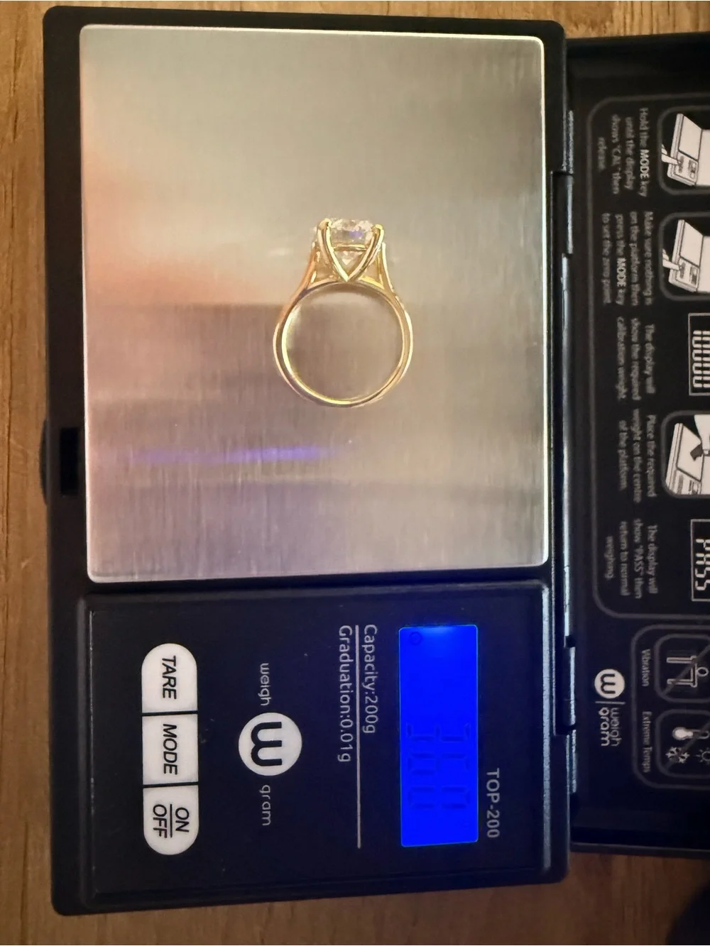 Solid 14kt Yellow Gold Ring 2mm, IGI certified 3.09ct Lab Grown Round Brilliant